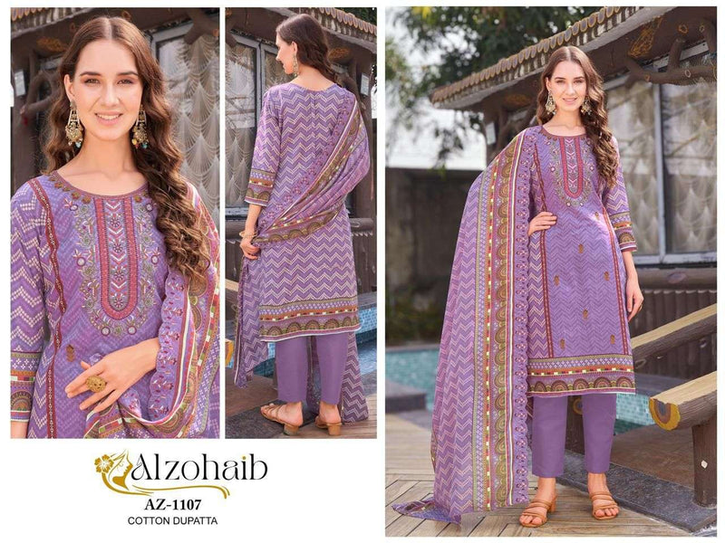 Al Zohaib Az 1106 To 1108 Pure Cotton Embroidery Work Salwar Suit