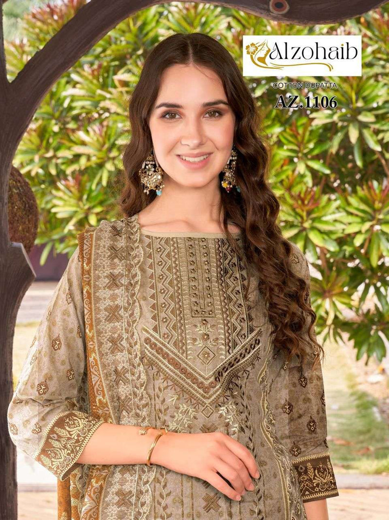 Al Zohaib Az 1106 To 1108 Pure Cotton Embroidery Work Salwar Suit