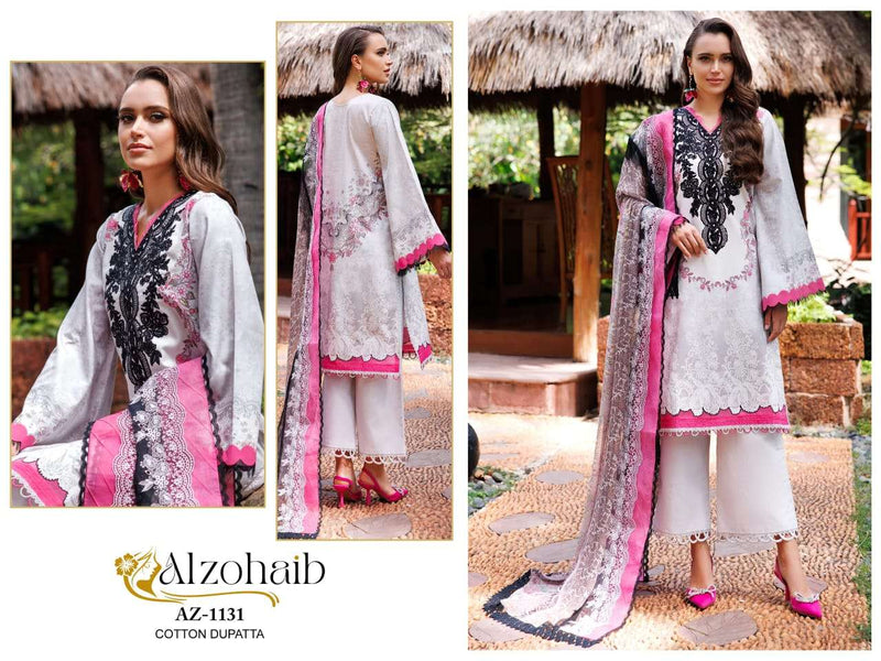 Al Zohaib Az 1116 11120 1121 1131 Pure Cotton Embroidered Work Salwar Suit