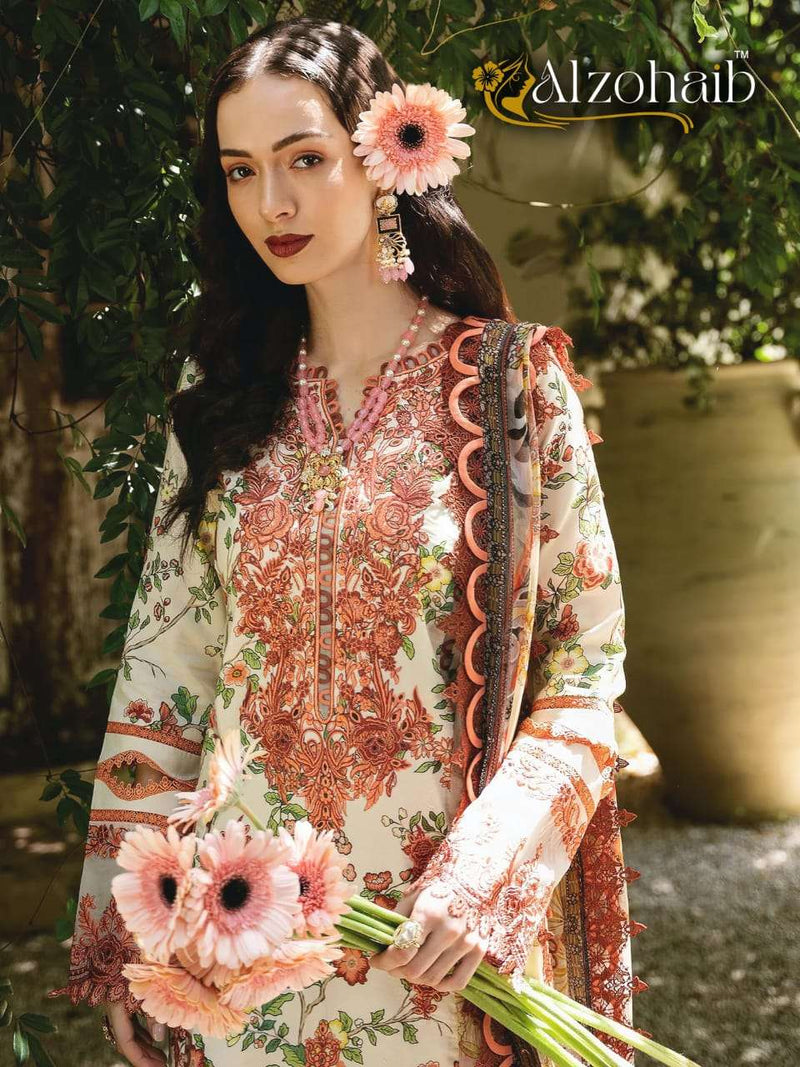 Al Zohaib Az 1135 1136 1138 1141 Pure Cotton Embroidered Work Salwar Suit