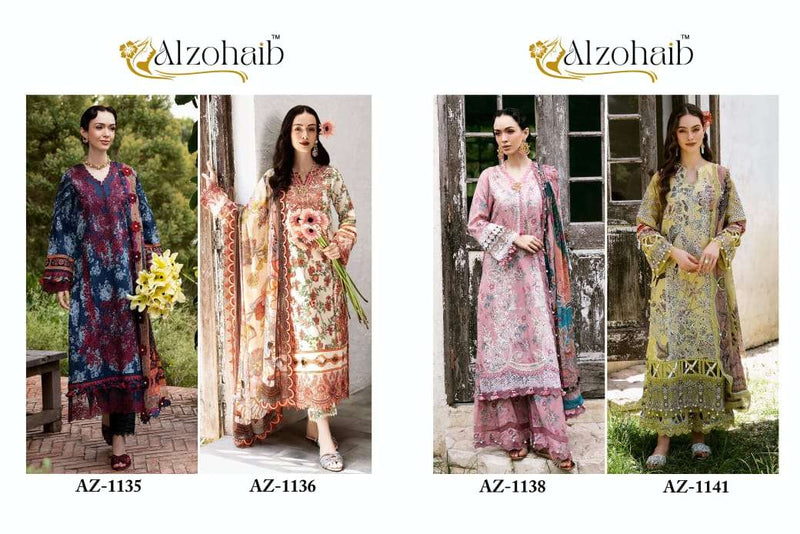 Al Zohaib Az 1135 1136 1138 1141 Pure Cotton Embroidered Work Salwar Suit