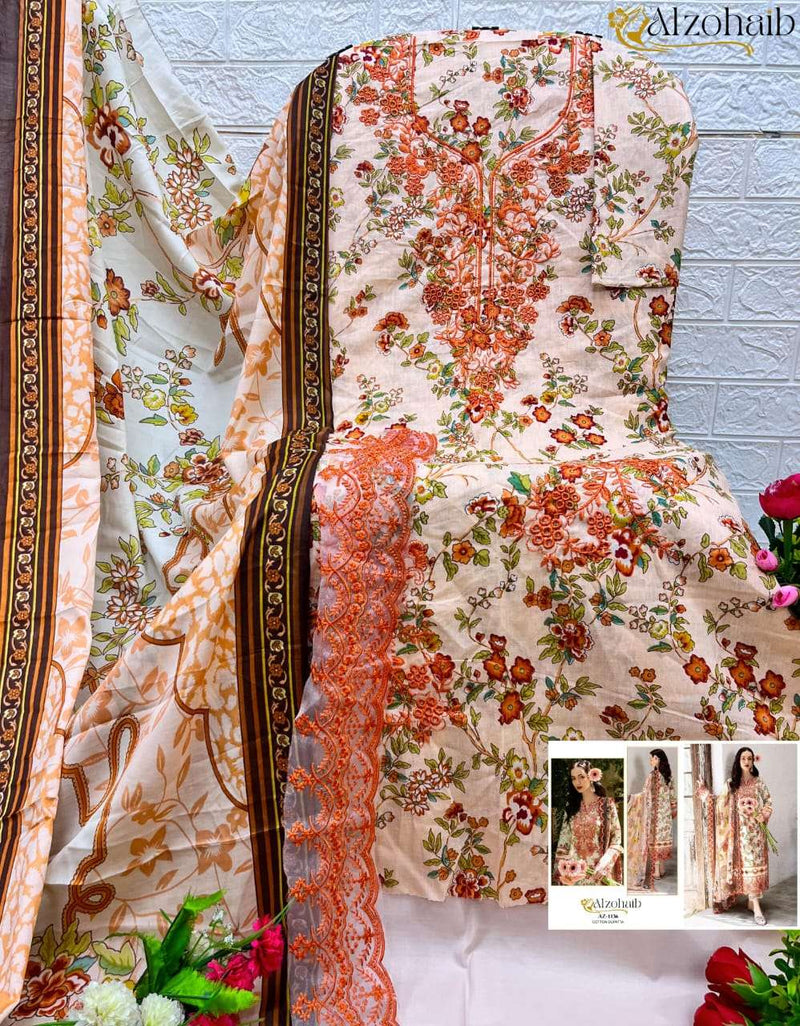 Al Zohaib Az 1135 1136 1138 1141 Pure Cotton Embroidered Work Salwar Suit