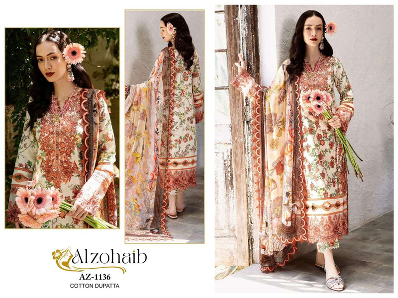 Al Zohaib Az 1135 1136 1138 1141 Pure Cotton Embroidered Work Salwar Suit