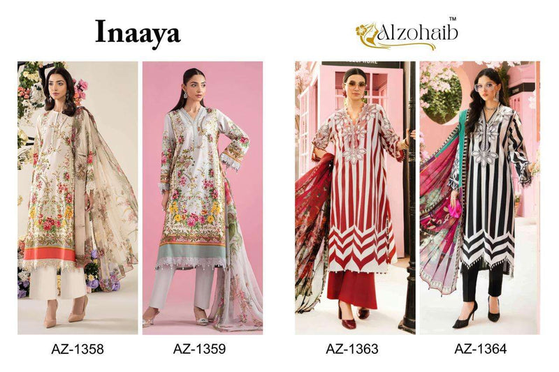 Al Zohaib Inaaya Pure Cotton Embroidered Pakistani Designer Suit