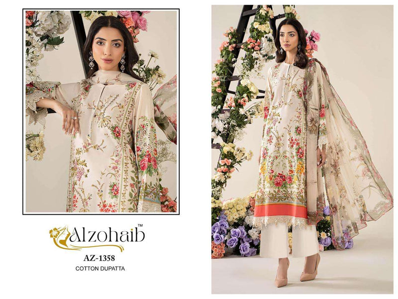 Al Zohaib Inaaya Pure Cotton Embroidered Pakistani Designer Suit