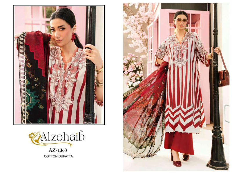 Al Zohaib Inaaya Pure Cotton Embroidered Pakistani Designer Suit