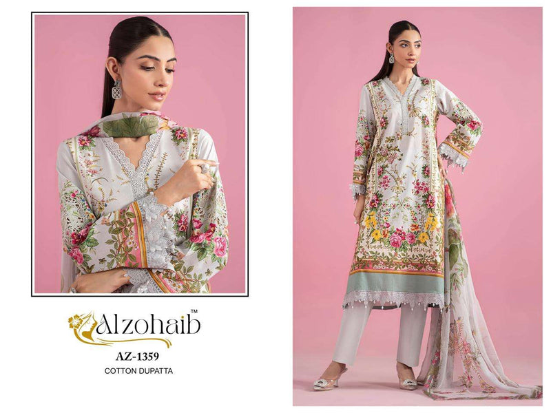 Al Zohaib Inaaya Pure Cotton Embroidered Pakistani Designer Suit