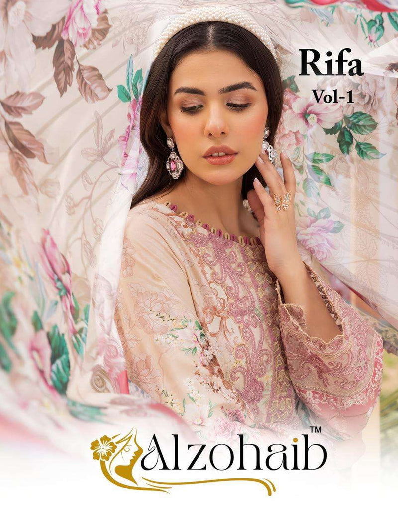 Al Zohaib Rifa Vol 1 Pure Cotton Embroidered Work Pakistani Salwar Kameez