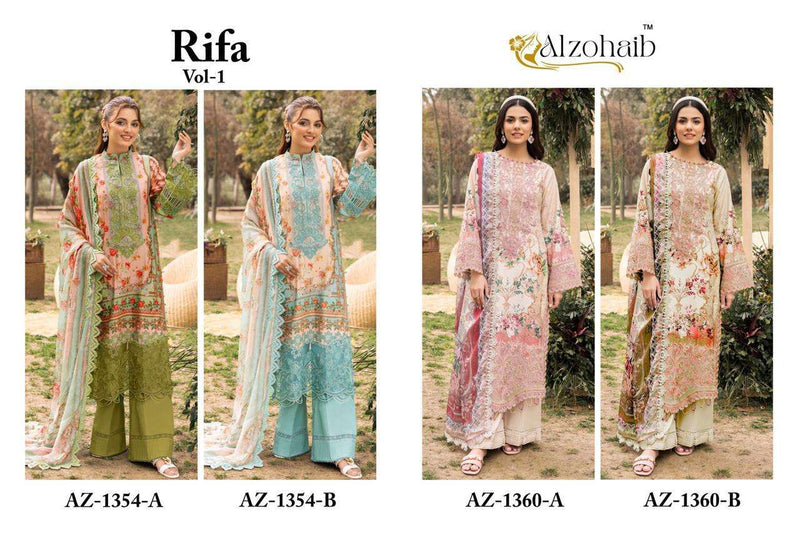 Al Zohaib Rifa Vol 1 Pure Cotton Embroidered Work Pakistani Salwar Kameez