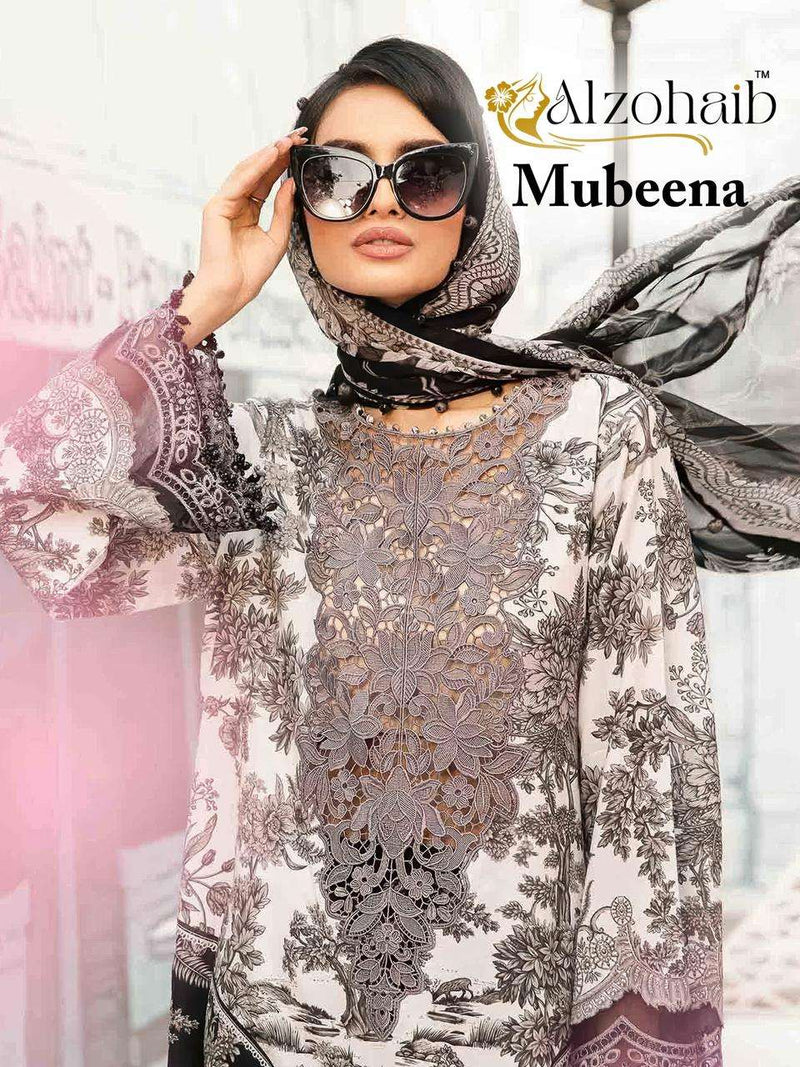 Al Zohaib Mubeena Pure Cotton Embroidered Pakistani Salwar Kameez