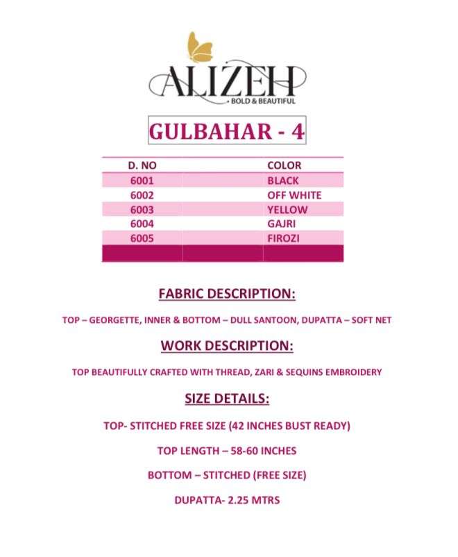 Alizeh Gulbahar Vol 4 Georgette Designer Party Wear Salwar Suit