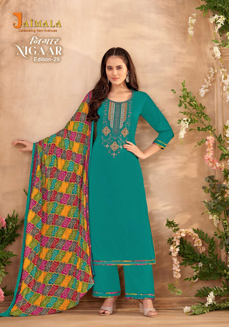 Alok Suit Jaimala Nigaar Vol 29  Rayon Embroidery And Swarovski Diamond Work Salwar Suit