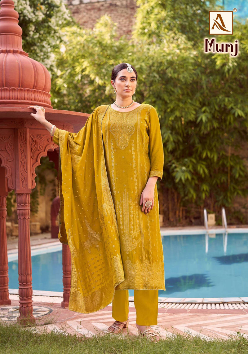 Alok Suit Munj Premium Viscose Pashmina Jacquard Designer Salwar Suit