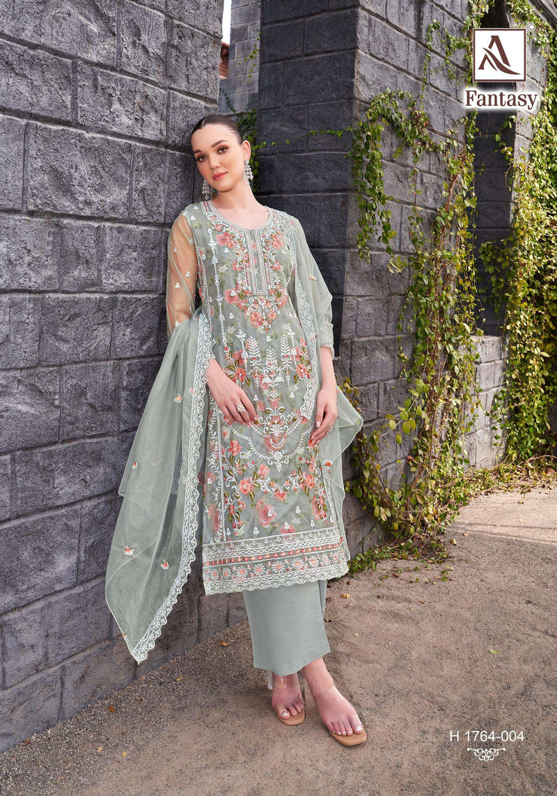 Alok Suits Fantasy Pure Organza Designer Embroidered Work Salwar Suit