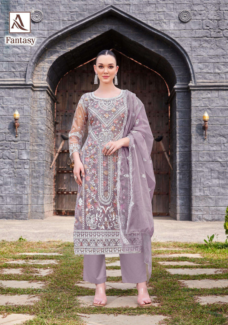 Alok Suits Fantasy Pure Organza Designer Embroidered Work Salwar Suit