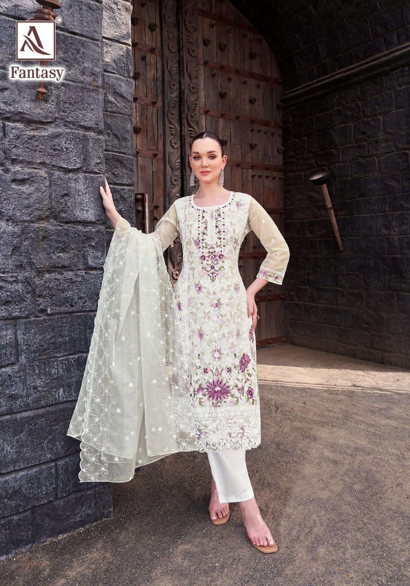 Alok Suits Fantasy Pure Organza Designer Embroidered Work Salwar Suit