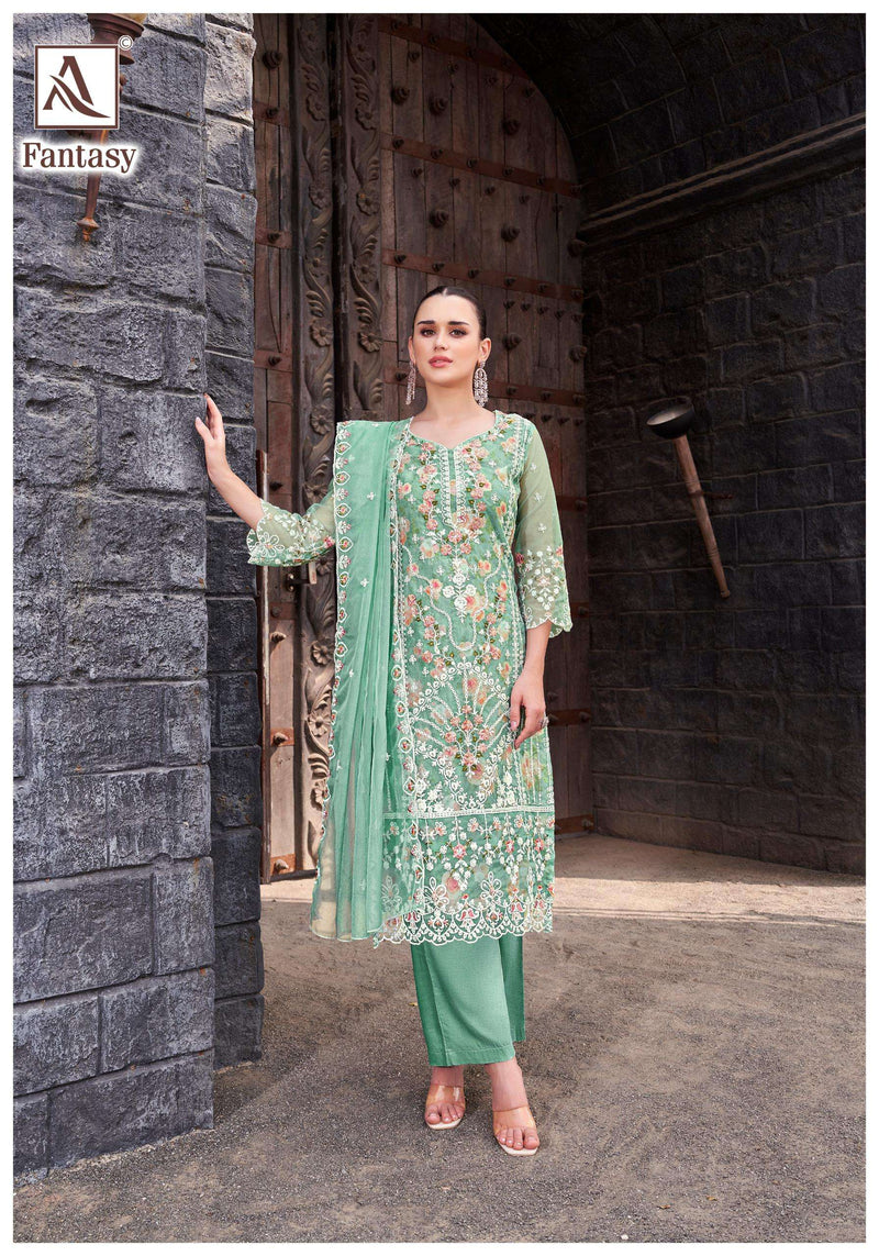 Alok Suits Fantasy Pure Organza Designer Embroidered Work Salwar Suit