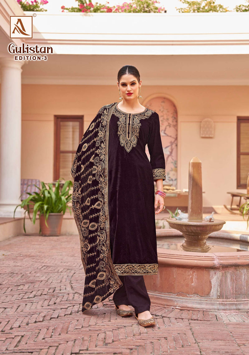 Alok Suits Gulistan Vol 3 Premium Velvet Embroidered Designer Salwar Suit