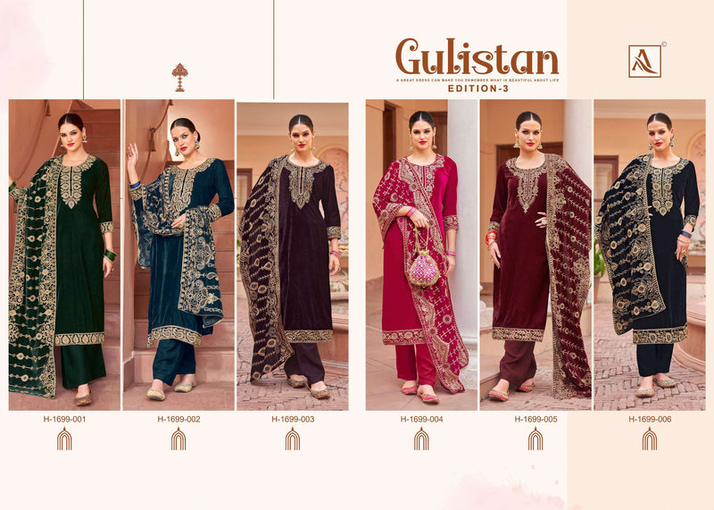Alok Suits Gulistan Vol 3 Premium Velvet Embroidered Designer Salwar Suit