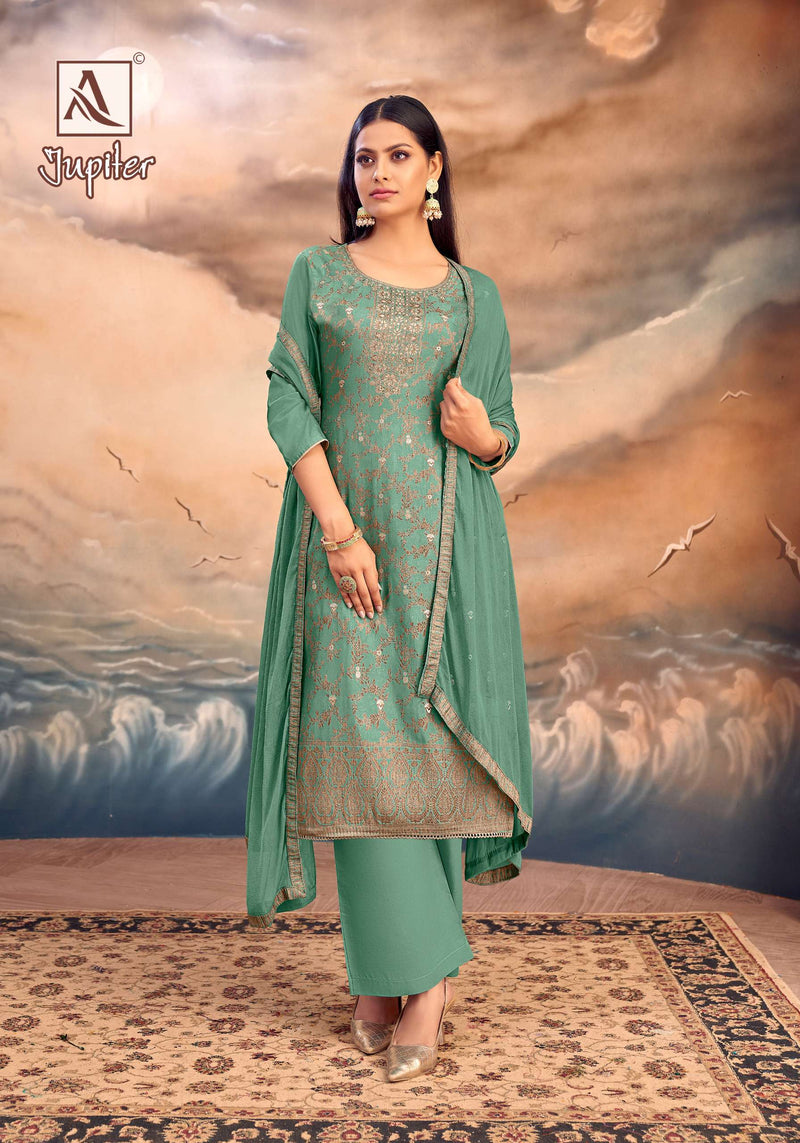 Alok Suits Jupiter Muslin Jacquard Diamond Work Fancy Salwar Suit