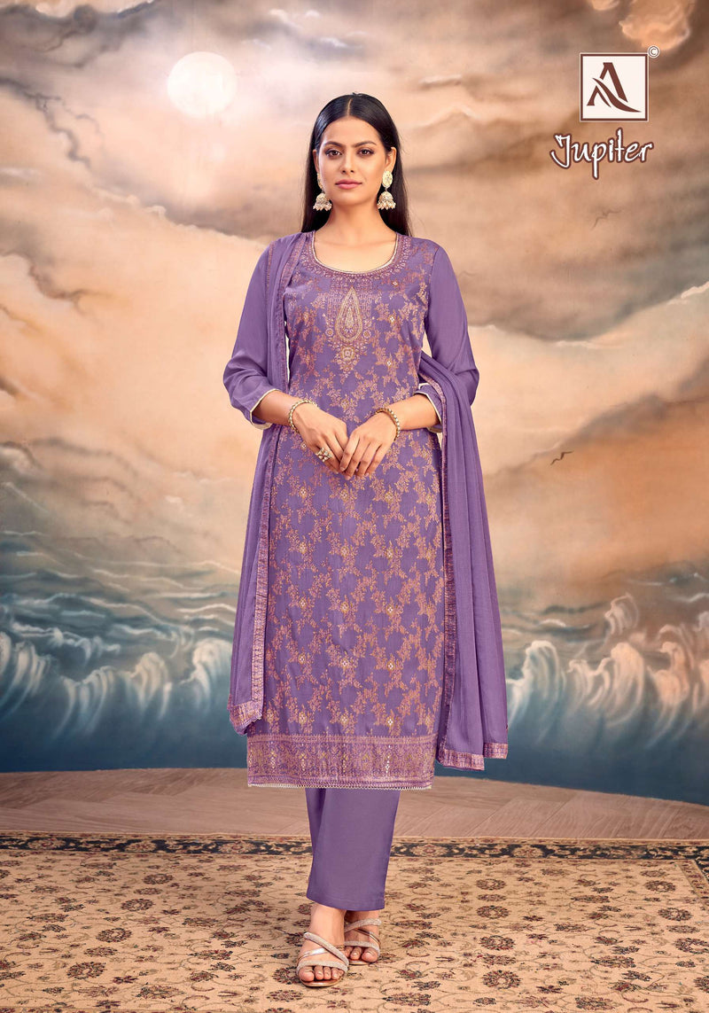 Alok Suits Jupiter Muslin Jacquard Diamond Work Fancy Salwar Suit