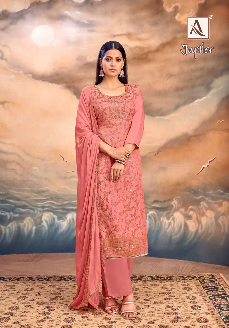 Alok Suits Jupiter Muslin Jacquard Diamond Work Fancy Salwar Suit