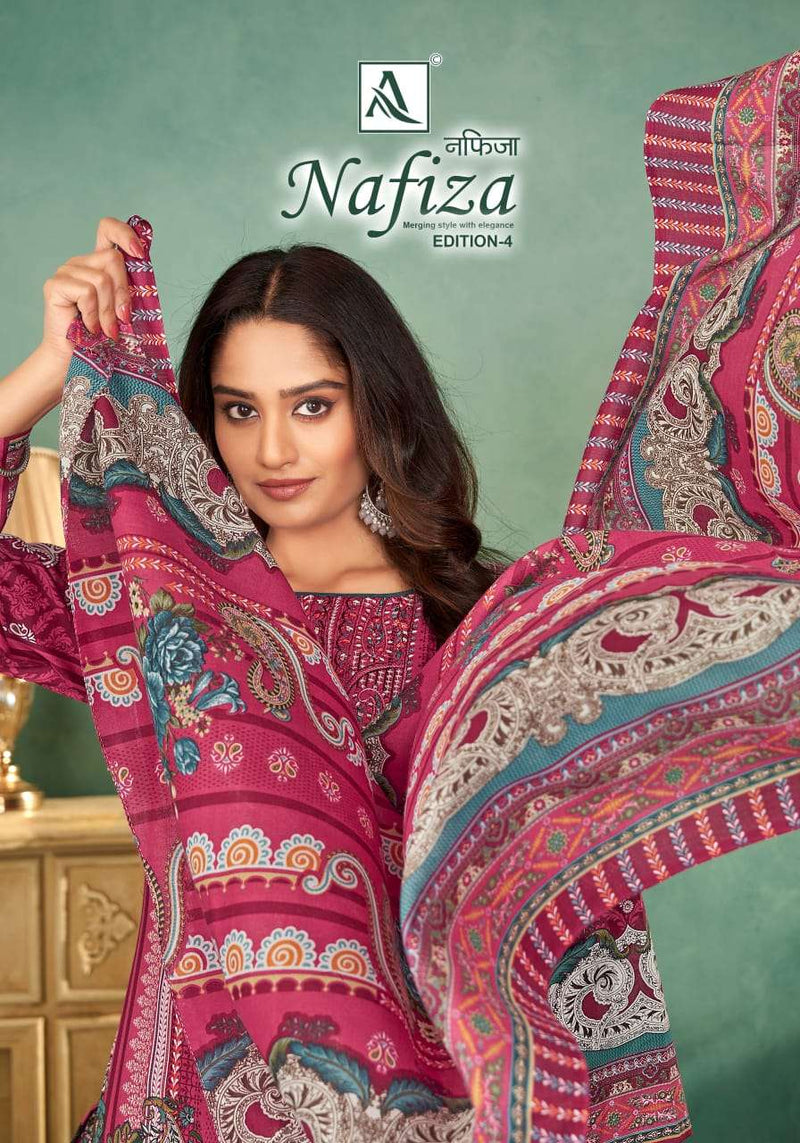 Alok Suits Nafisa Vol 4 Pure Cambric Cotton Pakistani Embroidered Salwar Suit