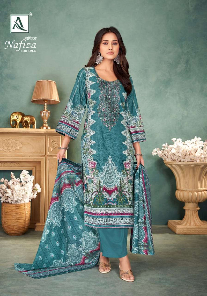 Alok Suits Nafisa Vol 4 Pure Cambric Cotton Pakistani Embroidered Salwar Suit