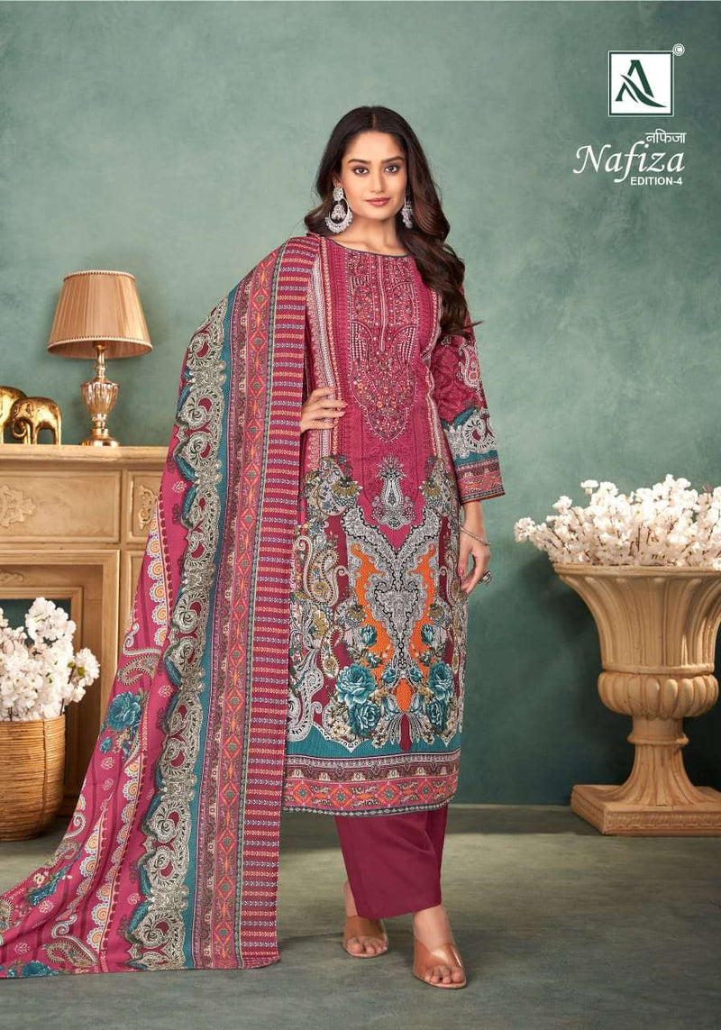 Alok Suits Nafisa Vol 4 Pure Cambric Cotton Pakistani Embroidered Salwar Suit