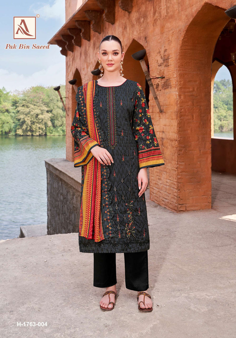 Alok Suits Pak Bin Saeed Pure Cotton Fancy Embroidery Work Salwar Suit