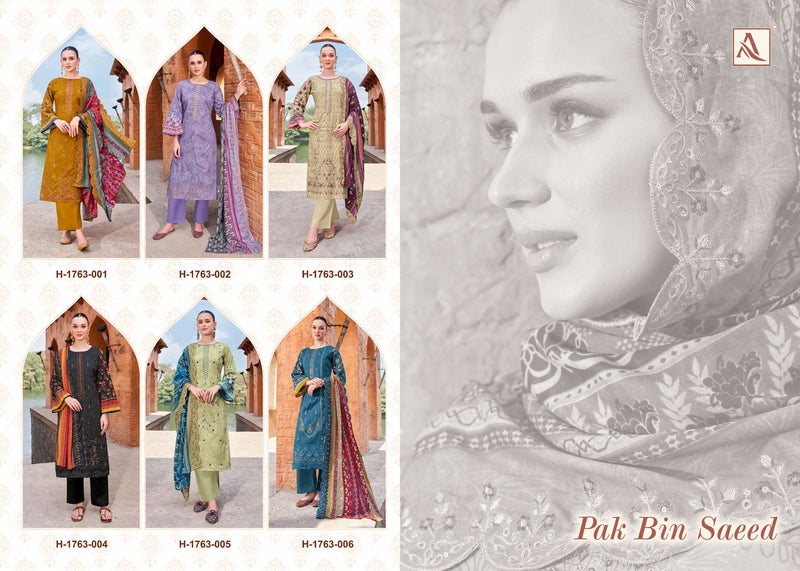 Alok Suits Pak Bin Saeed Pure Cotton Fancy Embroidery Work Salwar Suit