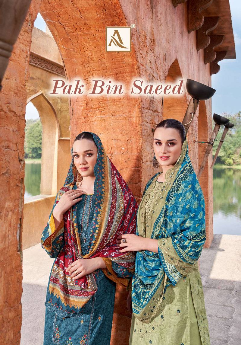 Alok Suits Pak Bin Saeed Pure Cotton Fancy Embroidery Work Salwar Suit