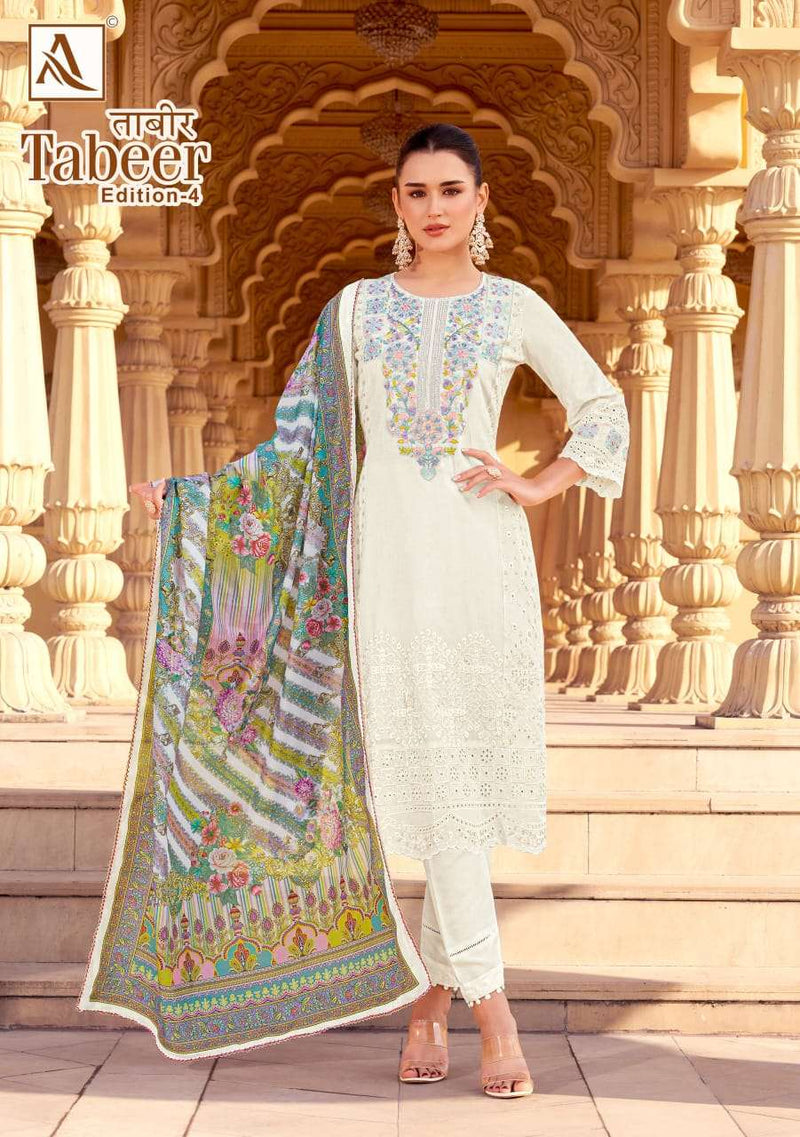 Alok Suits Tabeer Vol 4 Pure Cambric Lawn Embroidery Work Pakistani Suit