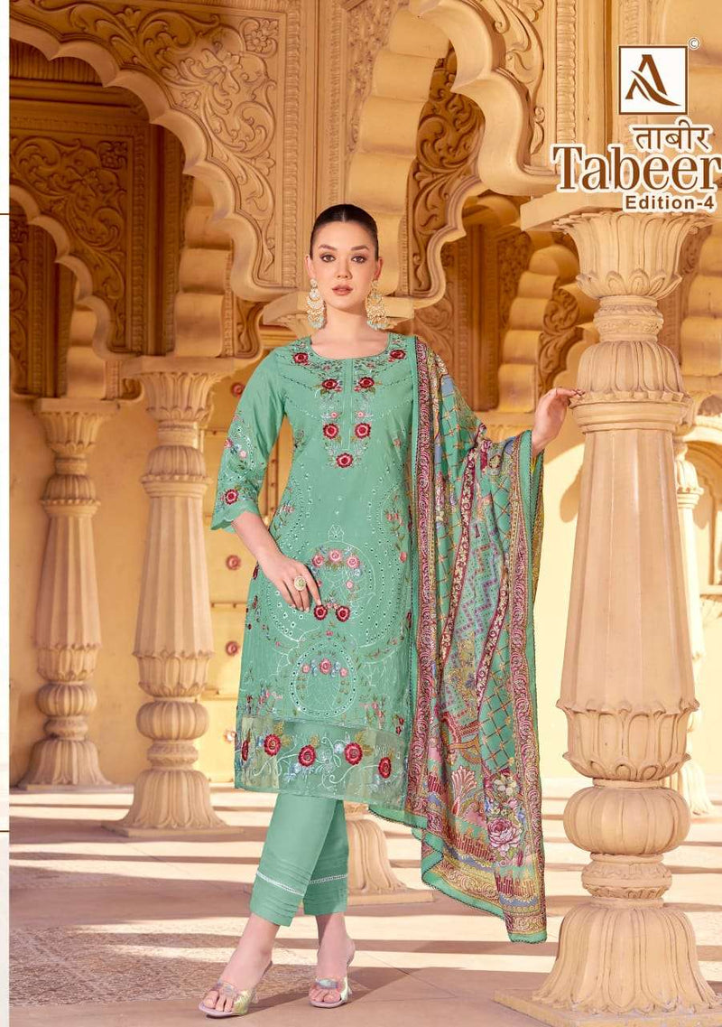 Alok Suits Tabeer Vol 4 Pure Cambric Lawn Embroidery Work Pakistani Suit