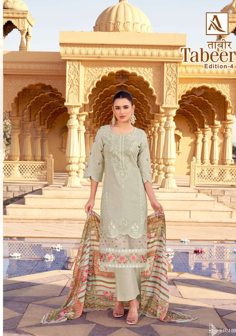 Alok Suits Tabeer Vol 4 Pure Cambric Lawn Embroidery Work Pakistani Suit