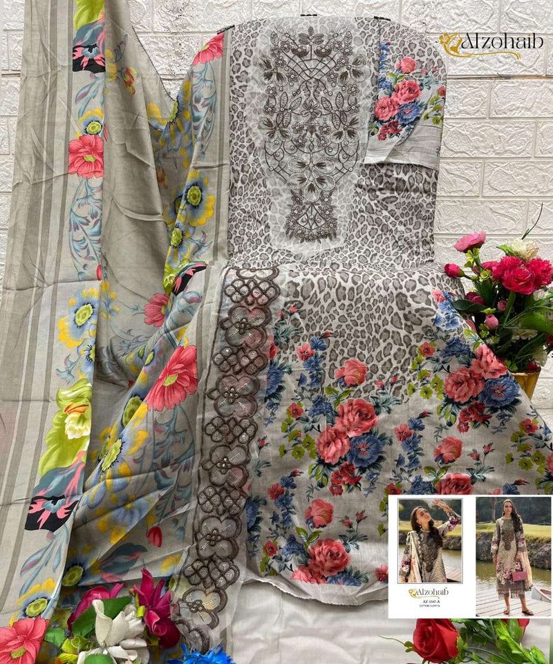 Alzohaib Aamina Pure Cotton Pakistani Suits with Patch Work New Launch