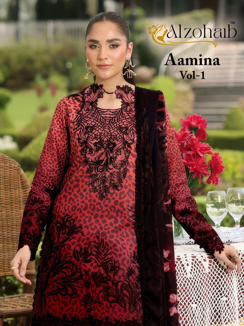 Alzohaib Aamina Pure Cotton Pakistani Suits with Patch Work New Launch