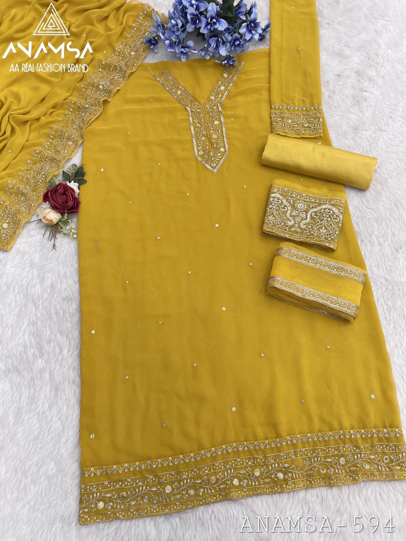 Anamsa 594 Pure Fox Georgette Heavy Embroidery Sequence Work Salwar Suit