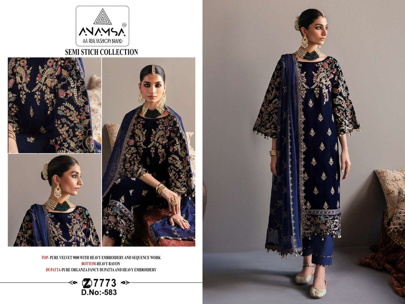 Anamsa 583 Pure Velvet Embroidered Sequence Work Salwar Suit