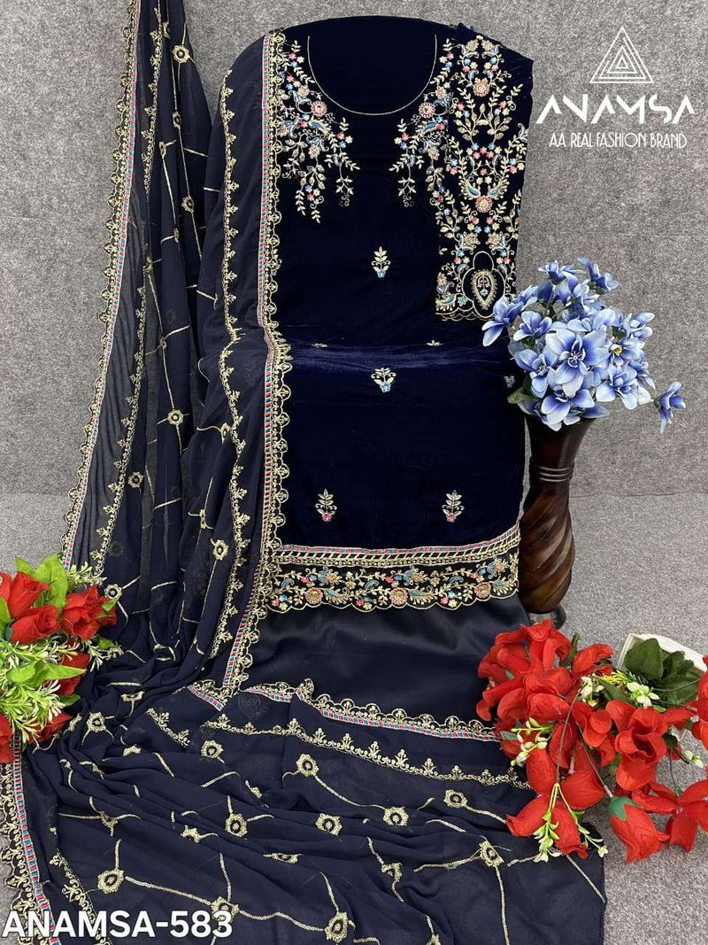 Anamsa 583 Pure Velvet Embroidered Sequence Work Salwar Suit