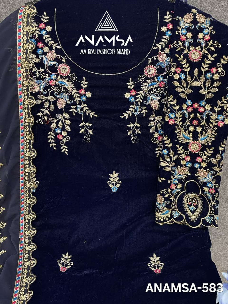 Anamsa 583 Pure Velvet Embroidered Sequence Work Salwar Suit