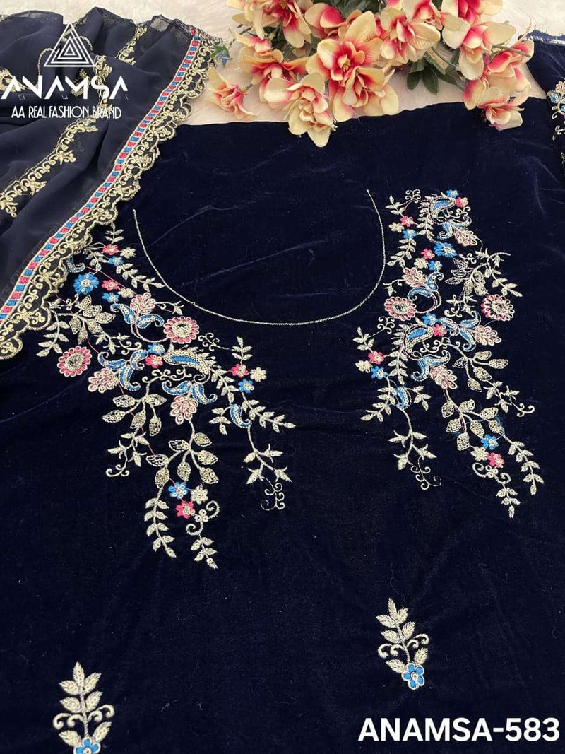 Anamsa 583 Pure Velvet Embroidered Sequence Work Salwar Suit