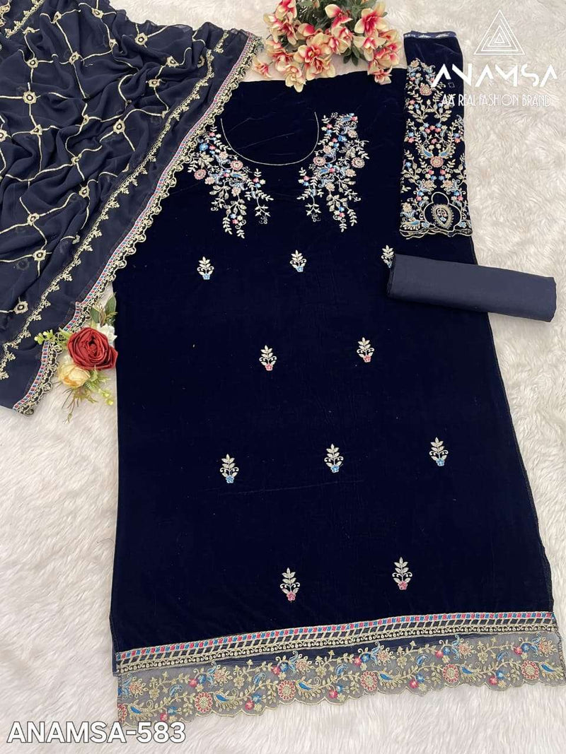 Anamsa 583 Pure Velvet Embroidered Sequence Work Salwar Suit