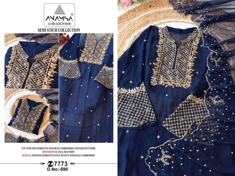 Anamsa 590 Pure Faux Georgette Embroidered Sequence Work Salwar Suit