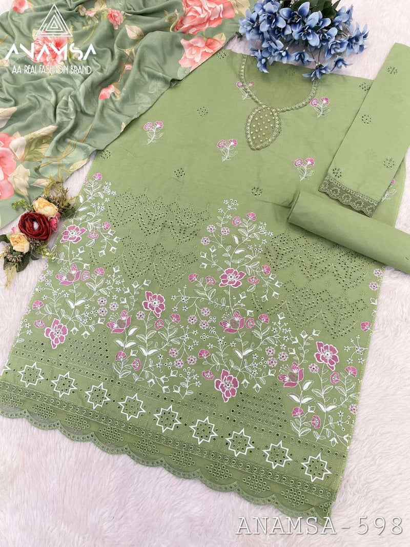 Anamsa 598 Pure Jam Cotton Embroidered Sequence Work Salwar Suit