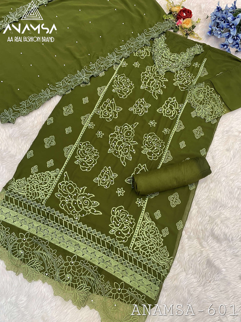 Anamsa 601 Pure Fox Georgette Fancy Embroidered Sequence Work Salwar Suit