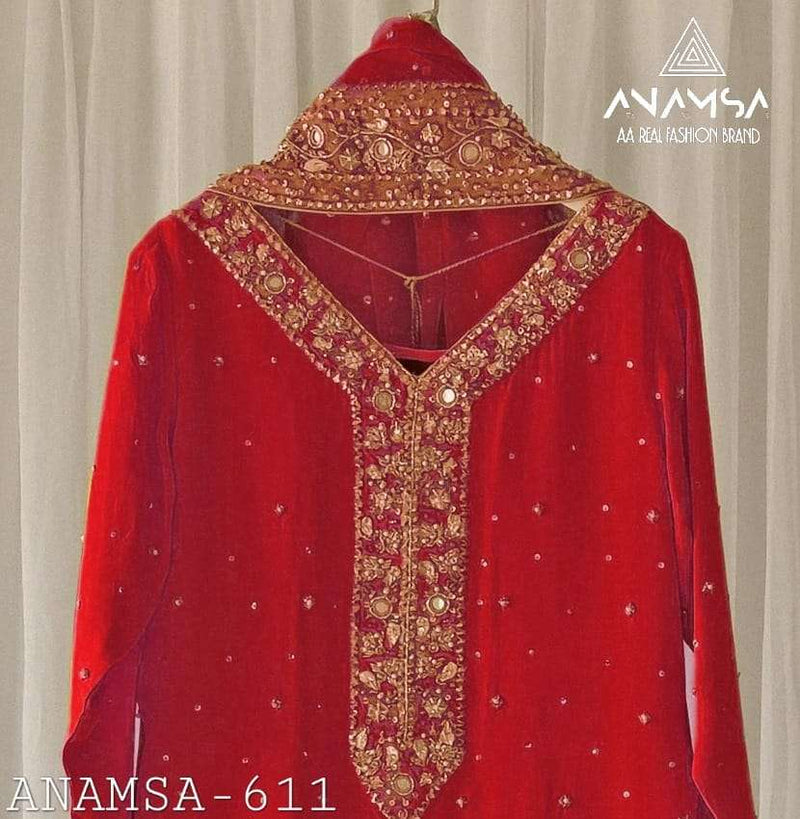 Anamsa 611 Fox Georgette Heavy Embroidery Sequence Work Salwar Suit