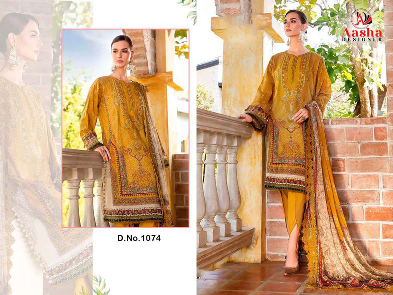 Aasha Designer M Prints Vol 12 Cotton Print With Heavy Embroidery Salwar Kameez