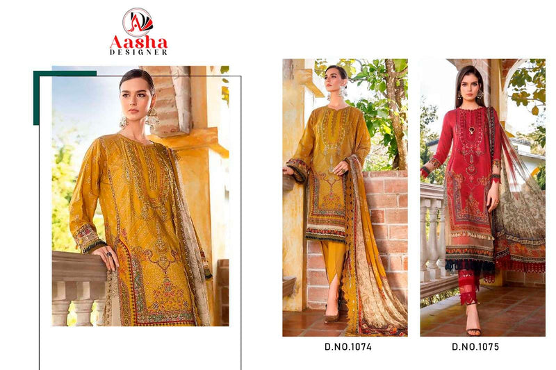 Aasha Designer M Prints Vol 12 Cotton Print With Heavy Embroidery Salwar Kameez