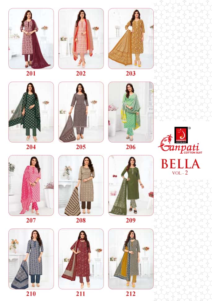 Ganpati Bella Vol 2 Cotton Printed Regular Wear Salwar Suits Collection